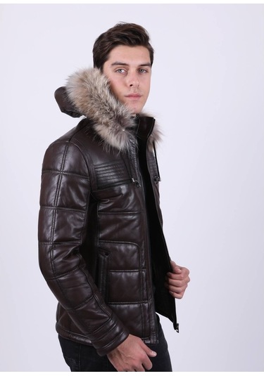 New Zaya Leather Erkek Şişme Deri Mont Siyah