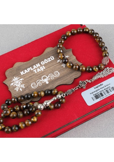 Kaplangözü Alpaka Püsküllü Küre Kesim 8.5mm Tesbih Ve Bileklik Seti Kahverengi