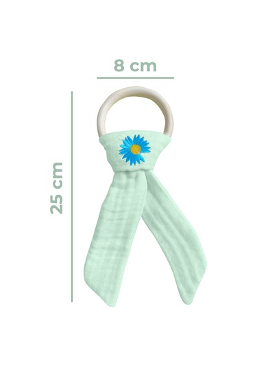 Pamuk Muslin Bebek Diş Kaşıyıcı Yıkanabilir Ahşap Desenli Mnt Mint Yeşili