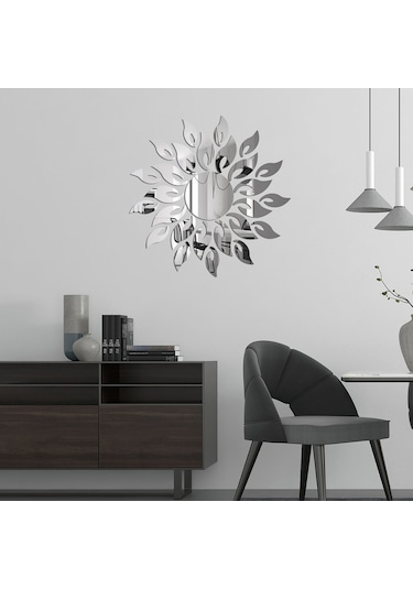 Youmex Gümüş Renkli 27 Parça Plastik Ayna Duvar Sticker Seti - Ev Dekorasyonu Arka Plan Dıy Duvar Dekoru Gümüş