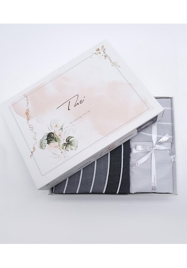 The Ecosse Çarşafı Lastikli Tek Kişilik Nevresim Takımı-wave Gri Gri