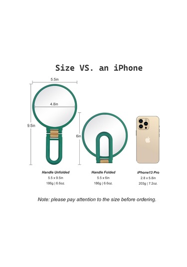 Yifomall Çift Taraflı Taşınabilir Yeşil Makyaj Aynası, 30x Büyütme Özelliği İle Pratik Kullanım