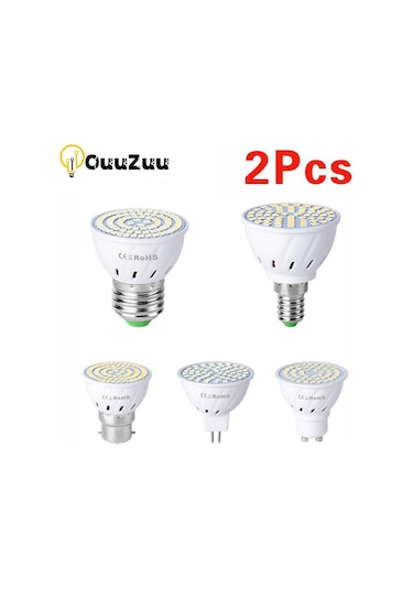 Beyaz 2 Adet Gu10 E27 E14 Spot Lamba 48 60 80 Leds Ampul 220 V Gu 10 Mr16 Gu5.3 Spot Işık B22 5 W 7 W 9 W E27 9w 80leds 2pcs