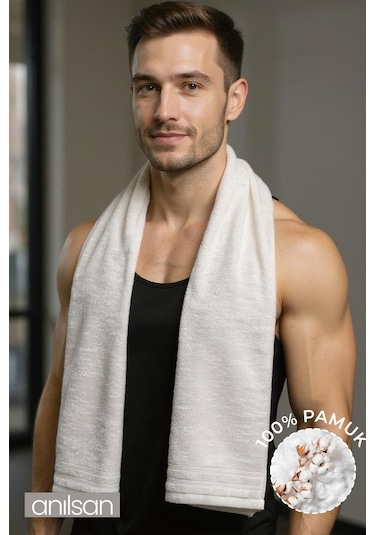 Beyaz Sporcu Havlusu 30x130cm %100 Pamuk - Yüksek Emicilik, Hafif Ve Çabuk Kuruma Özellikli Beyaz