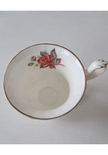 Bone China England Centennial Rose Antıque Double Size Coffee Cup & Saucer Pembe