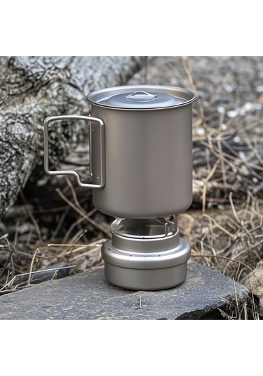 Reedark Lixada Titan Alkollü Ocak + Ayak + Sönümleme Kapağı - Ultra Hafif, Taşınabilir, Kamp Ve Piknik İçin Gümüş