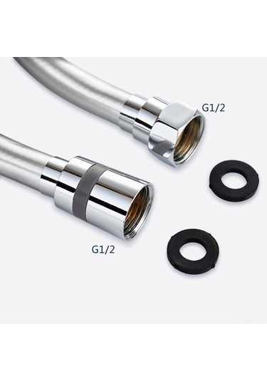 Symbee 1.5m Gümüş Renkli Pvc Ve Bakırdan Yapılmış Dönen, Kırık Olmayan Duş Hortumu G1/2 Standart Bağlantı Diğer