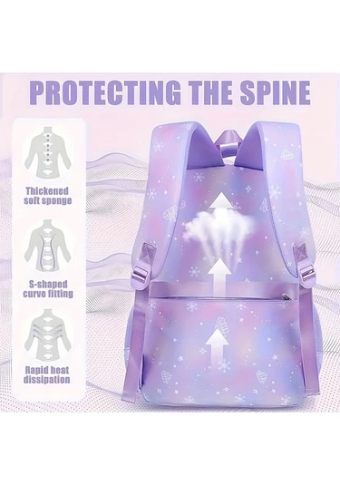 Maxaccess 3pcs Preppy Style Purple Nylon Sırt Çantası Seti Ayarlanabilir Askılı Hafif Seyahat Çantası Purple