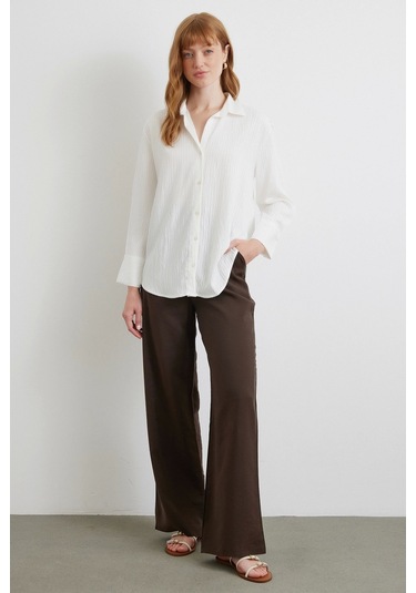 Paralel Çizgili Gömlek Beyaz Beyaz