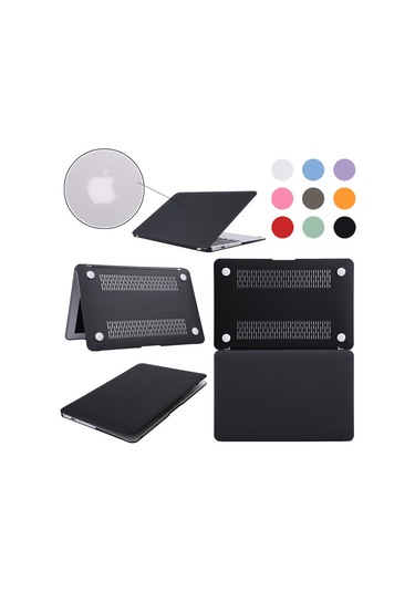 Arabulalaca Macbook Air 13" 2020 A2337 M1 İşlemcili Mat Doku Hardcase Kılıf Siyah