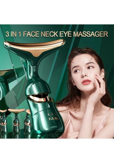 Lichen 3 In 1 Boyun Yüz Kaldırma Masaj Cihazı Microcurrent Foton Yeşil