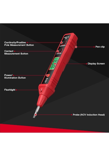 Springsun Habotest Ht91a Temassız Dijital Voltaj Dedektörü 12 400v Kırmızı Pil Yok