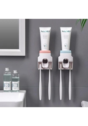 Singree Otomatik Macun Sıkıcı İle Fırça Tutucu - Sağlıklı, Pratik Ve Çevre Dost Banyo Aksesuarı Mavi