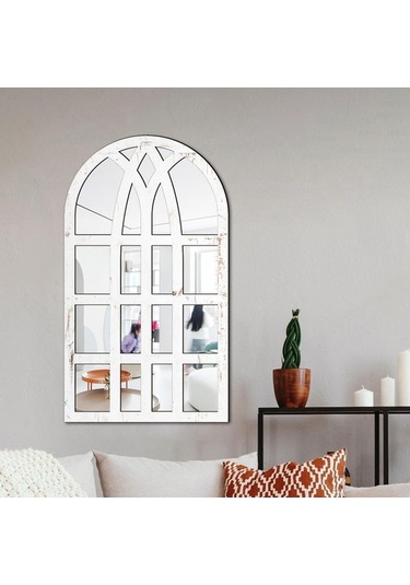 Pazly Suntek Monte Kemerli Duvara Dekoratif Camı Bölmesi Beyaz Ayna Akrilik Bp Beyaz