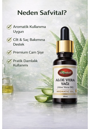 Safvital Aloe Vera Yağı 20 Ml Aromatik Yağ, Doğal Oda Kokusu Ve Bakım Amaçlı Kullanım
