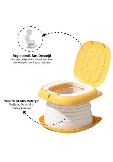 Cat Potty Katlanabilir Çocuk Tuvaleti, Çok Fonksiyonlu Taşınabilir Alıştırma Lazımlığı Sarı