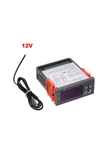 Stc-1000 Dijital Sıcaklık Kontrol Cihazı Isıtma Soğutma Santigrat Termostat 2 Röle Çıkışı Sensörlü Gri