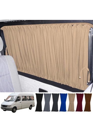 Pandami Mercedes Sprinter W902 Orta Şase 1997-2004 Uyumlu Krem Raylı Oto Perde Takımı