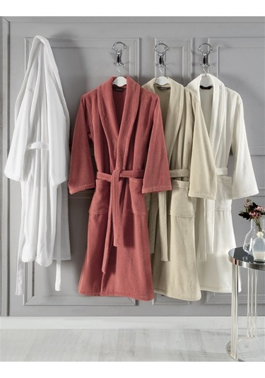 Soft Cotton Micro Bornoz Ekru