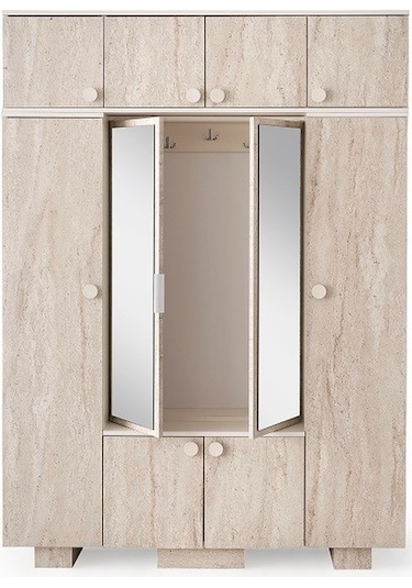 Lotus Mdf Portmanto Krem - Meşe