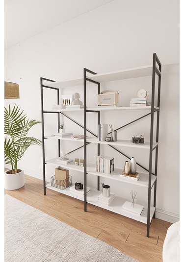 Nilamu Beyaz 150 Cm Kitaplık / Organizer / Ofis / Ev / 5 Raflı Kitaplık/ 150 170 34 Beyaz