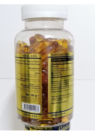 Selpiar Fish Oil Omega 3 6 9 Balık Yağı Hodan Keten Tohum 200