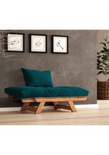 Woodesk Adalar Masif Tik-petrol Renk Berjer Cpt8158-140 Petrol