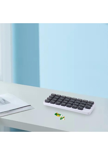 Suntek 31 Izgaralı Hap Kutusu Aylık Gün Bölmeli Seyahat Gri