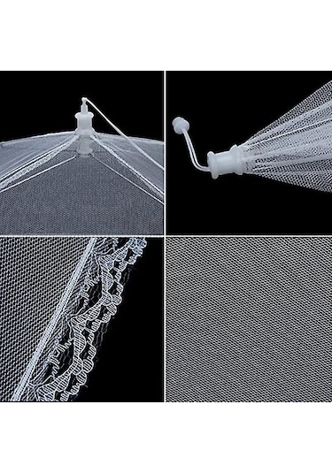 3 Adet Fileli Açılır Yemek Şemsiyesi - Yemekleriniz İçin Şık Koruma Beyaz 1 Adet Diğer