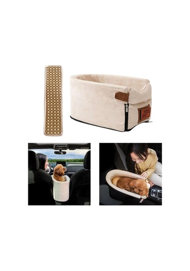Fochsia F Fityle Araç İçi Evcil Hayvan Taşıma Sepeti - Bej