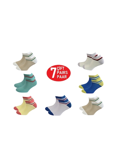 Happy Body Çorap (ART.23303) Penye 7 Çift Bayan Patik Dikişsiz Çok Renkli