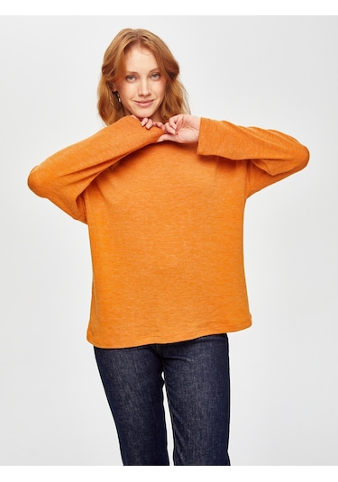 Triko Görünümlü Sweatshirt 69154 U6915461 Orange