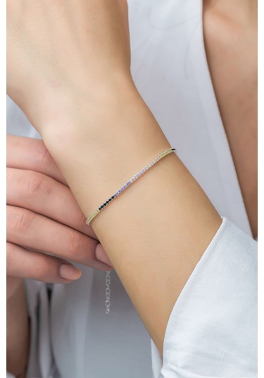 Azuris Silver Azuris Silver 925k Gümüş 1,5 Mm Renkli Su Yolu Bileklik Gümüş