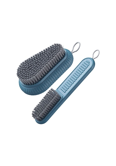 Monyee Ev Temizlik Fırçası Seti 2 Adet - Yumuşak Tüylü Ayakkabı Ve Çamaşır Temizleyici, Dayanıklı Abs, El Tutanı Ve Asma Delikli Mavi