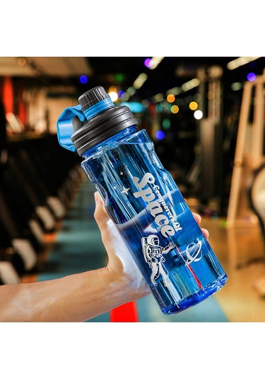 Mufunye 2000ml Starlit Mavi Spor Su Bardağı - Taşınabilir Outdoor Antreman Kamp Hiking Kullanıma Uygun Dayanıklı Plastik Matara Mavi