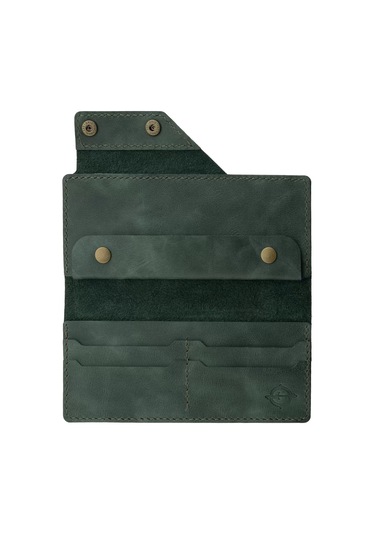 Twingold İsme Özel Dikey Çıtçıtlı Uzun Cüzdan - %100 Rainbow Deri - A010006 - Haki Haki