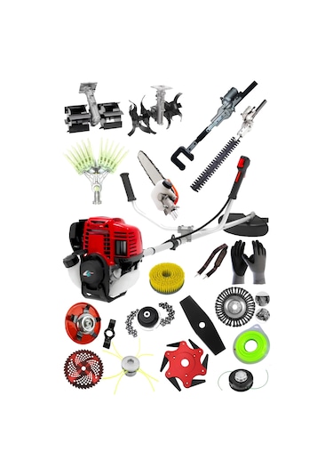 Ablacks 4 Zamanlı Profesyonel Yan Tırpan Ultra Mega Lüks Bahçıvan Seti + 11 Li Çim Biçme Seti