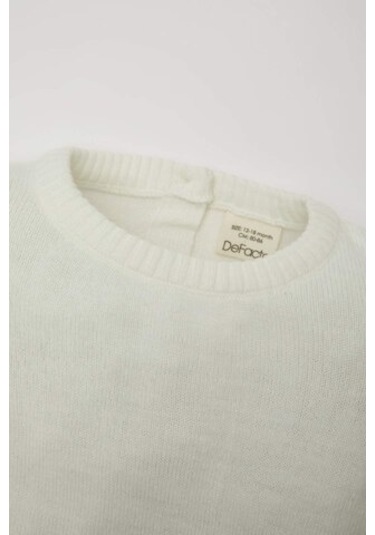 DeFacto Kız Bebek Bisiklet Yaka Basic Düz Triko Kazak X8187A224AUER100 Ekru