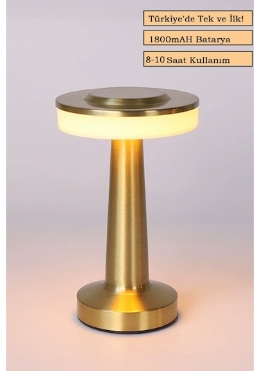 Gold Renkli Dekoratif Dokunmatik Masa Lambası Şarjlı Dim Edilebilir Renkli
