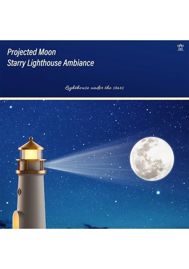 Willowhaven 1pc Moonlight Deniz Feneri Projeksiyon Lambası Gece Işığı Hareket Sensörlü Yatak Başı Lambası