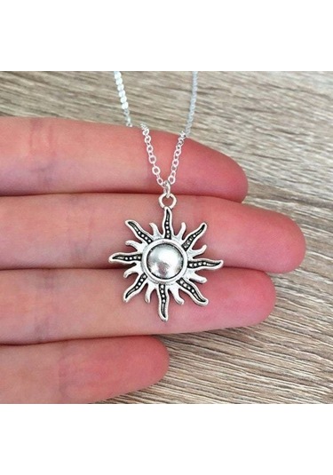 Herşey Nota Güneş Kolye Kadın Erkek Örme Zincir