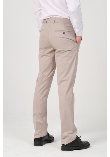 Erkek Regular Fit Kumaş Pantolon Krem