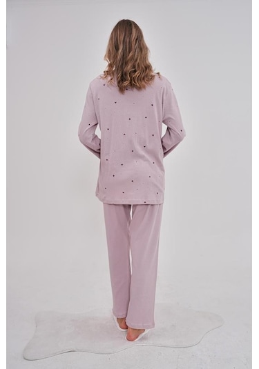 Mecit 6150 Bayan Lila Yüzde Yüz Pamuk Büyük Beden Pijama Takımı Lila