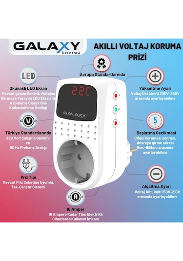 Galaxy Sx220 Tekli Dijital Akım Korumalı Priz 0