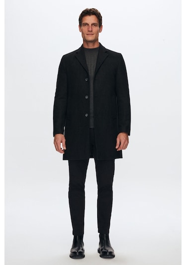 Ds Damat Regular Fit Siyah Mono Yaka Kaşe Kaban 5HF08ORT10000 Siyah Ds Damat Regular Fit Siyah Mono Yaka Kaşe Kaban 5HF08ORT10000 Siyah