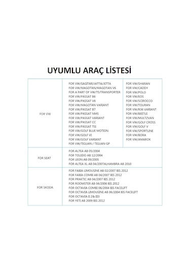Volkswagen Caddy Jetta Passat Skoda Seat 2gb/32gb Multimedya