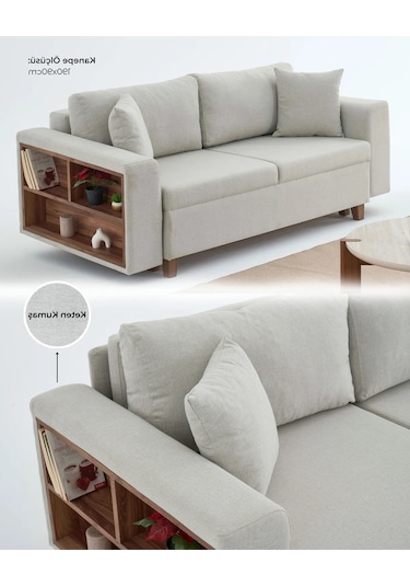 Rengar Köşe Takımı & Yataklı Bazalı Keten Kumaş Sol Köşe Koltuk Takımı - Mavi V119 Mavi