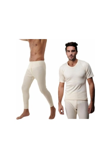 Erkek Yün İçlik Takım Orjinal Alt Üst Bej