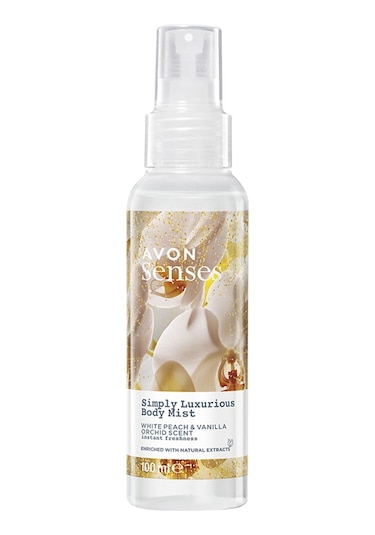 Avon Simply Luxurious Beyaz Şeftali ve Vanilya Orkide Kokulu Vücut Spreyi 100 ML