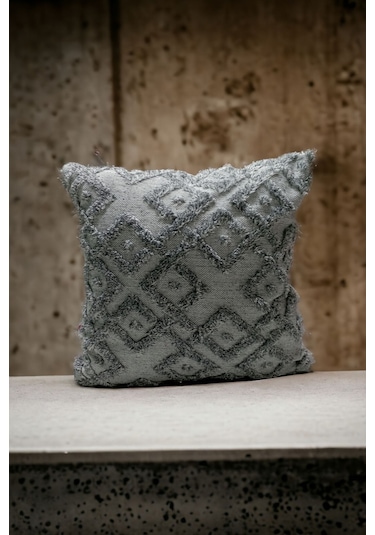 Bohem Dekoratif Yastık Kılıfı Kırlent Kılıfı 43x43 Cm Gri
